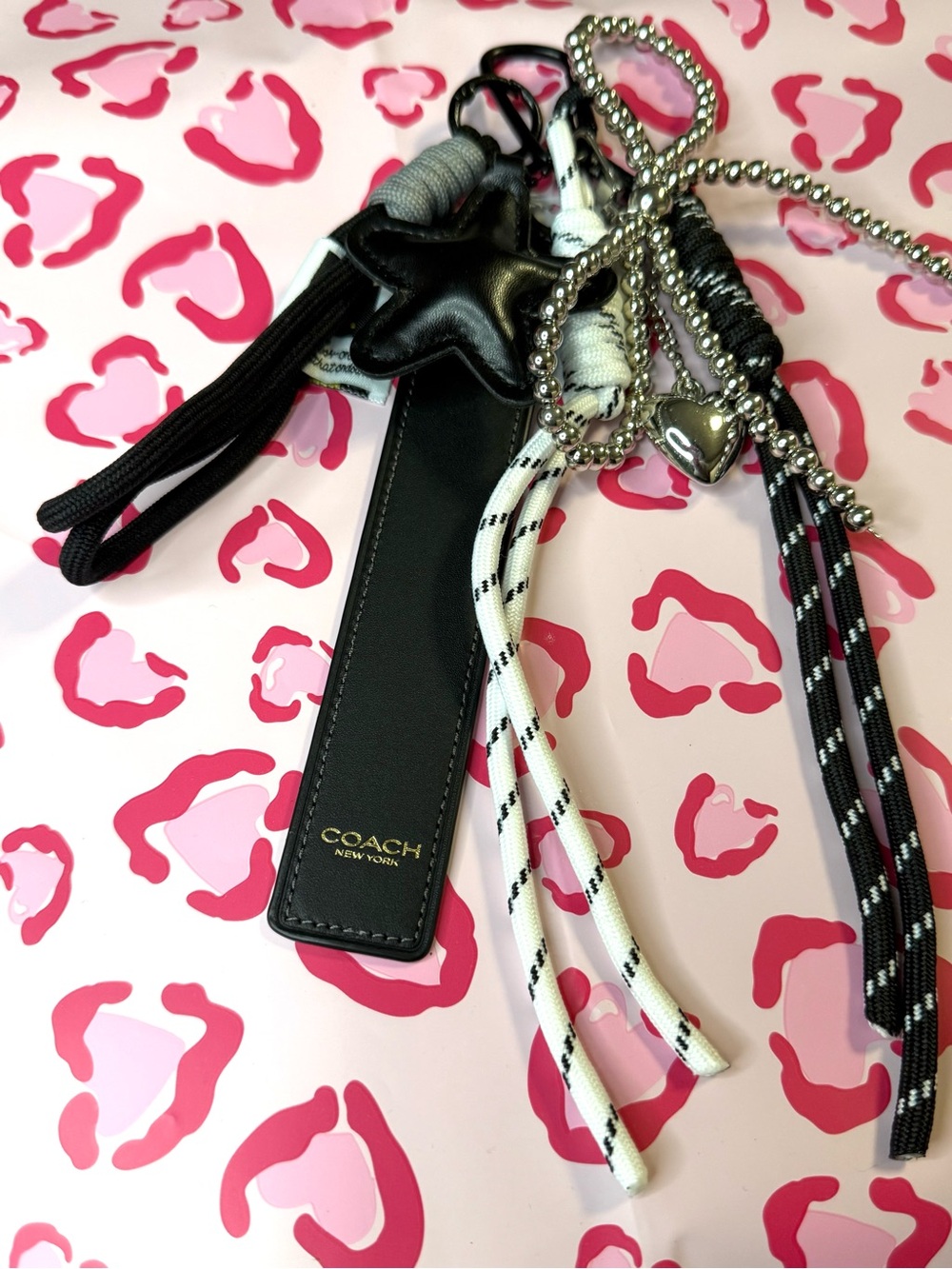 Coach Black Leather Charm with Silver Bead Accents - Picture 3 of 3
